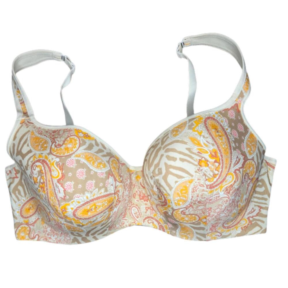 Lane Bryant Cacique 38DDD Balconette Bra Orange Pink Underwire Full Coverage